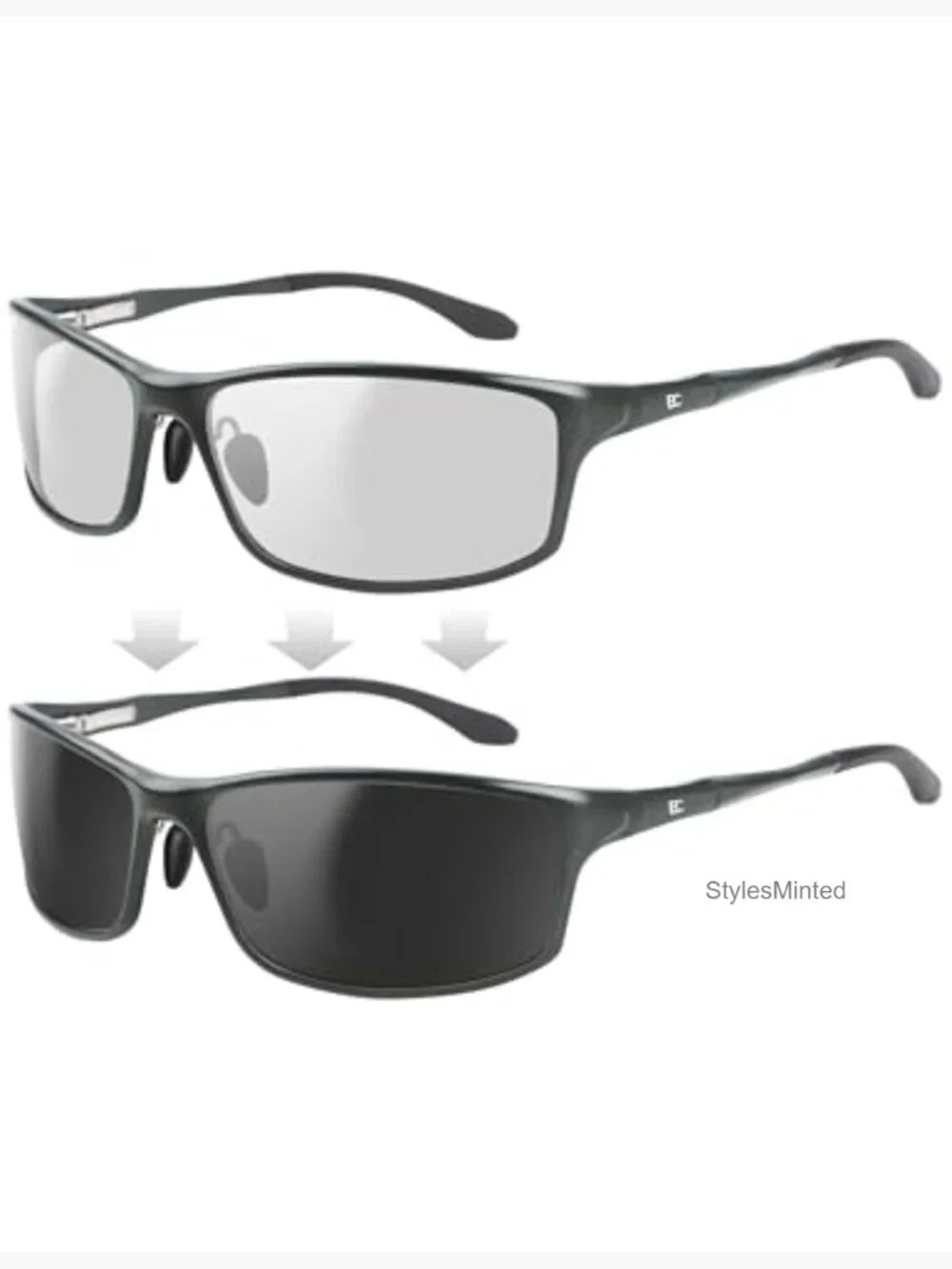 Polarized Wrap-Around Sunglasses Men UV Protection Lightweight Metal Driving